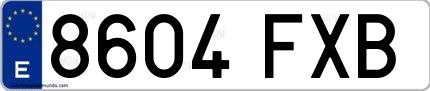 Ejemplo de matrícula española 8604 FXB