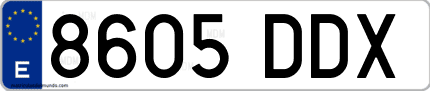 Ejemplo de matrícula de coche ordinaria 8605 DDX