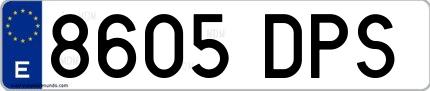 Ejemplo de matrícula española 8605 DPS