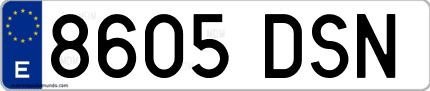 Ejemplo de matrícula de coche ordinaria 8605 DSN