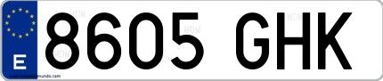 Ejemplo de matrícula española 8605 GHK