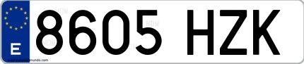 Ejemplo de matrícula española 8605 HZK
