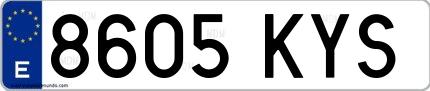 Ejemplo de matrícula española 8605 KYS