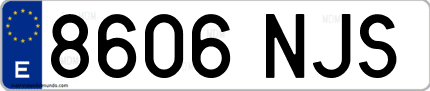 Ejemplo de matrícula de coche ordinaria 8606 NJS