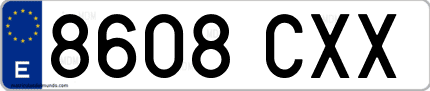 Ejemplo de matrícula de coche ordinaria 8608 CXX