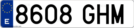 Ejemplo de matrícula de coche ordinaria 8608 GHM