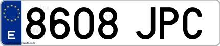 Ejemplo de matrícula española 8608 JPC
