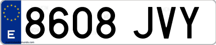 Ejemplo de matrícula de coche ordinaria 8608 JVY