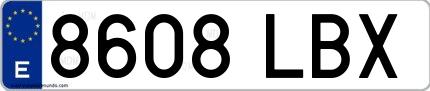 Ejemplo de matrícula española 8608 LBX