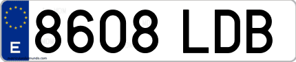 Ejemplo de matrícula de coche ordinaria 8608 LDB