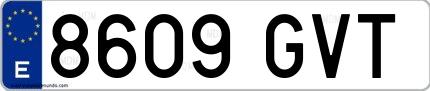 Ejemplo de matrícula española 8609 GVT
