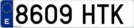 Ejemplo de matrícula española 8609 HTK