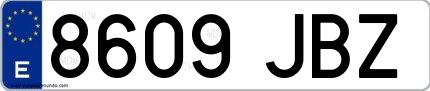 Ejemplo de matrícula española 8609 JBZ