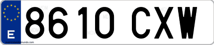 Ejemplo de matrícula de coche ordinaria 8610 CXW