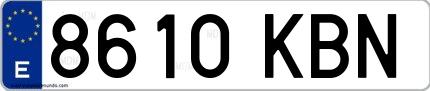 Ejemplo de matrícula española 8610 KBN