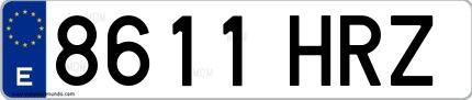 Ejemplo de matrícula española 8611 HRZ