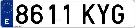 Ejemplo de matrícula española 8611 KYG