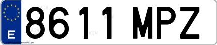 Ejemplo de matrícula española 8611 MPZ