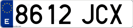 Ejemplo de matrícula de coche ordinaria 8612 JCX