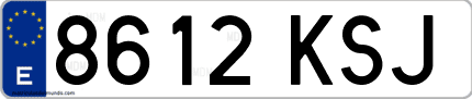 Ejemplo de matrícula de coche ordinaria 8612 KSJ