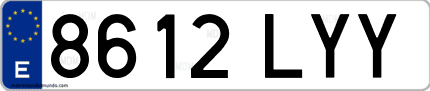 Ejemplo de matrícula de coche ordinaria 8612 LYY