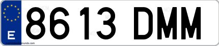 Ejemplo de matrícula de coche ordinaria 8613 DMM