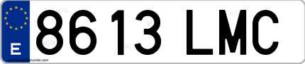 Ejemplo de matrícula de coche ordinaria 8613 LMC