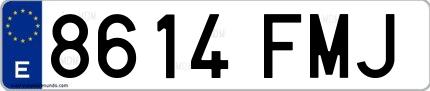 Ejemplo de matrícula española 8614 FMJ