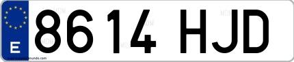 Ejemplo de matrícula española 8614 HJD