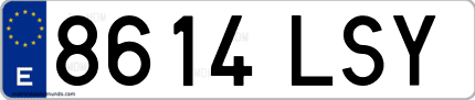 Ejemplo de matrícula de coche ordinaria 8614 LSY