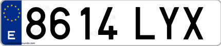 Ejemplo de matrícula de coche ordinaria 8614 LYX