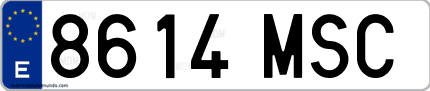 Ejemplo de matrícula de coche ordinaria 8614 MSC
