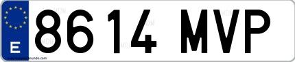 Ejemplo de matrícula española 8614 MVP