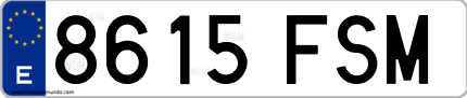 Ejemplo de matrícula de coche ordinaria 8615 FSM
