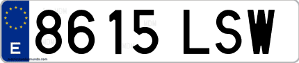 Ejemplo de matrícula de coche ordinaria 8615 LSW