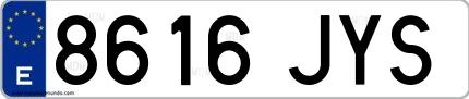 Ejemplo de matrícula española 8616 JYS