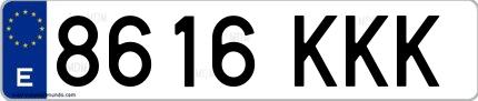 Ejemplo de matrícula española 8616 KKK