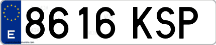 Ejemplo de matrícula de coche ordinaria 8616 KSP