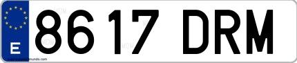 Ejemplo de matrícula española 8617 DRM