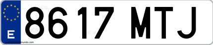 Ejemplo de matrícula de coche ordinaria 8617 MTJ