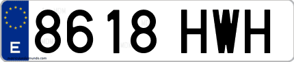 Ejemplo de matrícula de coche ordinaria 8618 HWH