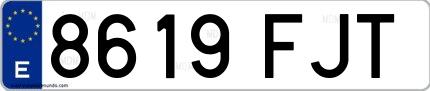 Ejemplo de matrícula española 8619 FJT