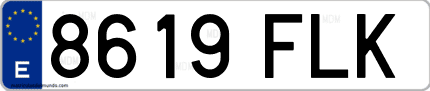 Ejemplo de matrícula de coche ordinaria 8619 FLK