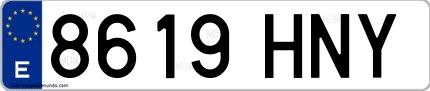 Ejemplo de matrícula española 8619 HNY