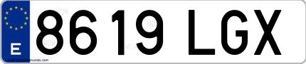 Ejemplo de matrícula española 8619 LGX