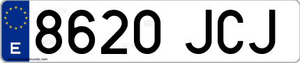 Ejemplo de matrícula de coche ordinaria 8620 JCJ