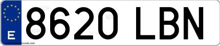 Ejemplo de matrícula española 8620 LBN