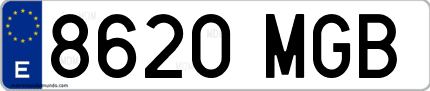 Ejemplo de matrícula de coche ordinaria 8620 MGB