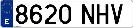 Ejemplo de matrícula española 8620 NHV