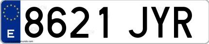 Ejemplo de matrícula española 8621 JYR